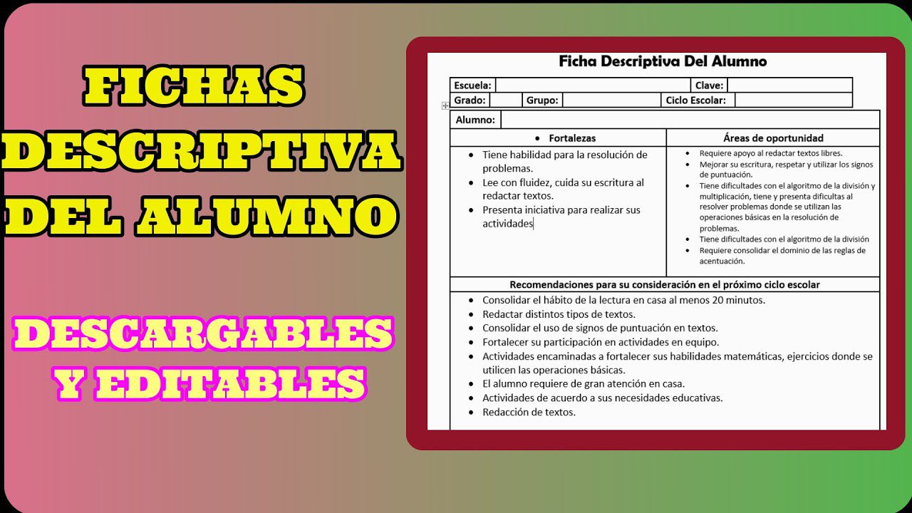 Cómo Elaborar Una Ficha Descriptiva Para Alumnos Que Requieren Apoyo