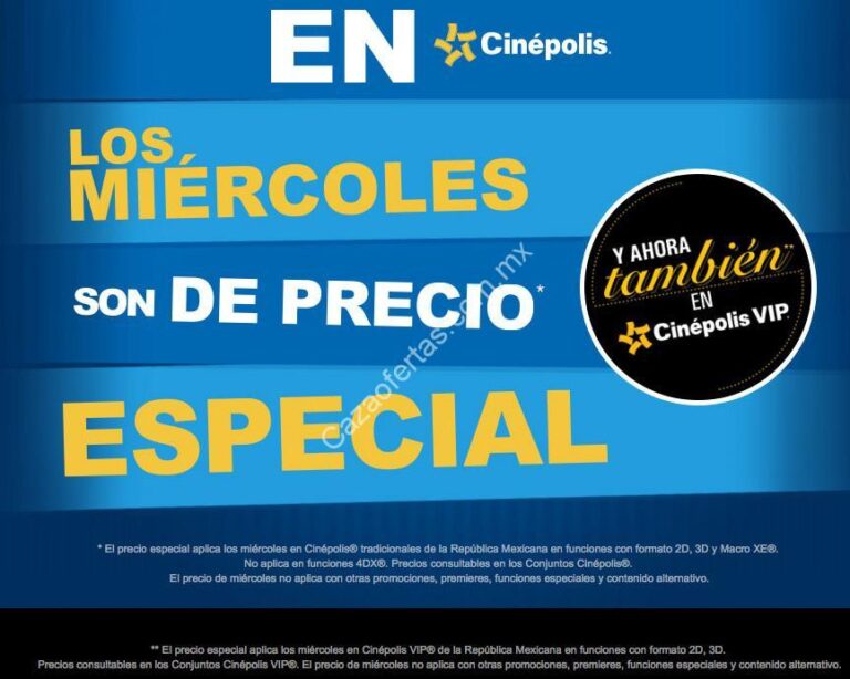 Qué promociones hay los miércoles en Cinépolis